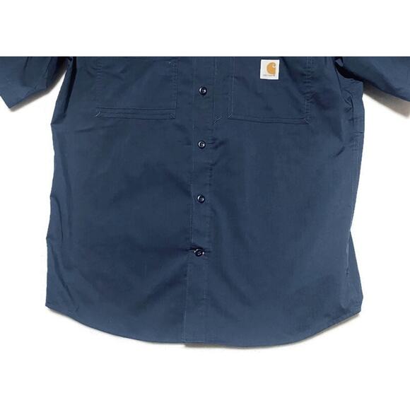 Carhartt Force Shirt Men's Size M Relaxed Fit Dark Blue Button Down Short Sleeve - Picture 5 of 7